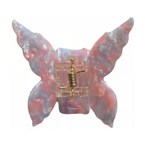 Заколка краб для волос в виде бабочки Розовая с фиолетовым hairclip-crab-butterfly фото