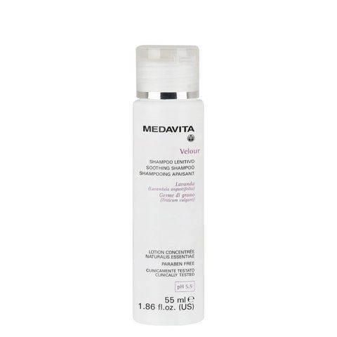 Шампунь заспокійливий для чутливої шкіри голови Medavita Velour soothing shampoo, pH 5.5, 55 ml med-vlr-shsoo фото