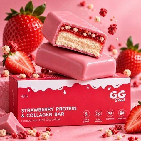 GG Food протеїновий батончик зі смаком "Полуниця" 48 г ggf-protcollb-str фото