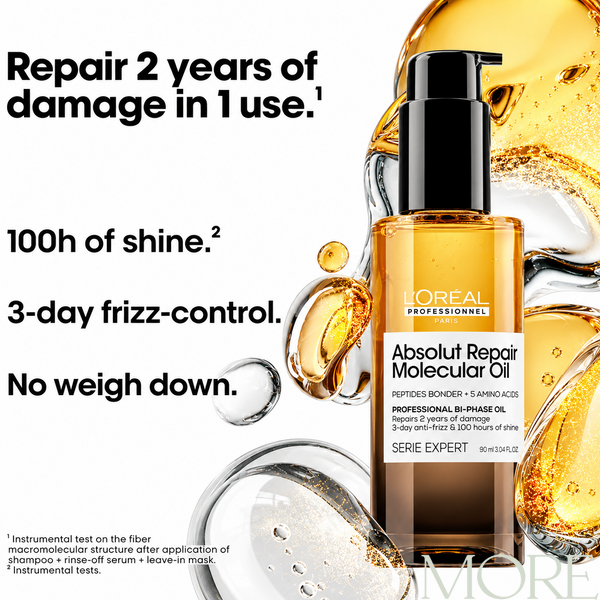 Поживна олійка для волосся для пошкодженого волоссяL'Oreal Professionnel Serie Expert Absolut Repair Molecular Oil, 90 мл lp-se-arm-o фото